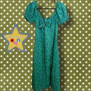 Chic Teal Floral Midi Dress